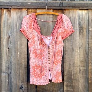 Pink BoHo western top